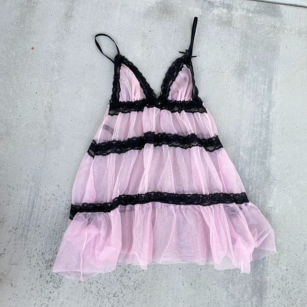 Pink and black Lingerie Slip
